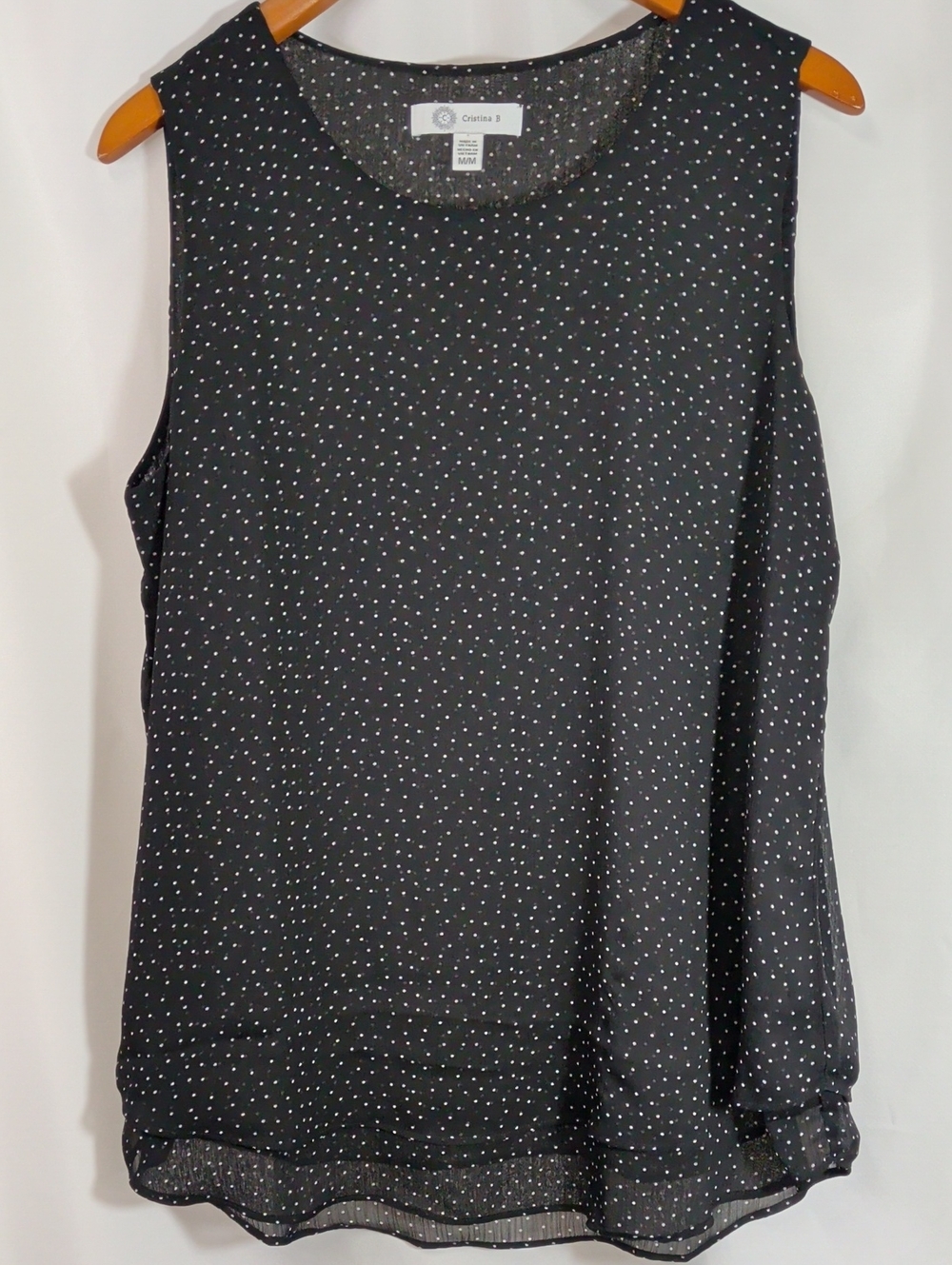 Cristina M Black Polka Dot Sleeveless Tank